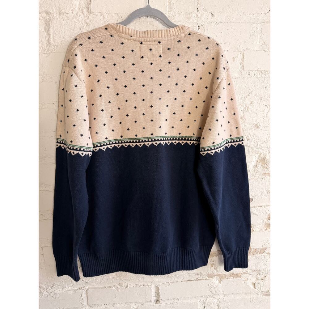 Vintage Wilderness Moose Nordic Fair Isle Knit Sweater XL Navy Graphic Pullover - Picture 2 of 8